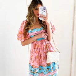 Reverse Cammie Dress - Pink Print CLOTHING 10 Reverse Cammie Dress - Pink Print CLOTHING