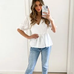 Rock Denim Cheryl Top - White Print CLOTHING 9 Rock Denim Cheryl Top - White Print CLOTHING