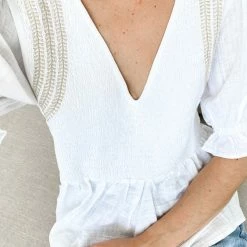 Rock Denim Cheryl Top - White Print CLOTHING 10 Rock Denim Cheryl Top - White Print CLOTHING