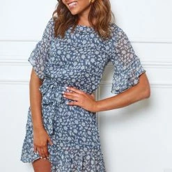 Qtrend Fashion PTY LTD CLOTHING Jorah Dress - Blue Print 8 Qtrend Fashion PTY LTD CLOTHING Jorah Dress - Blue Print