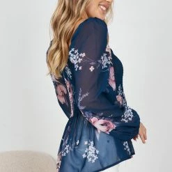 Miracle Fashion CLOTHING Laurie Top - Dark Green Floral