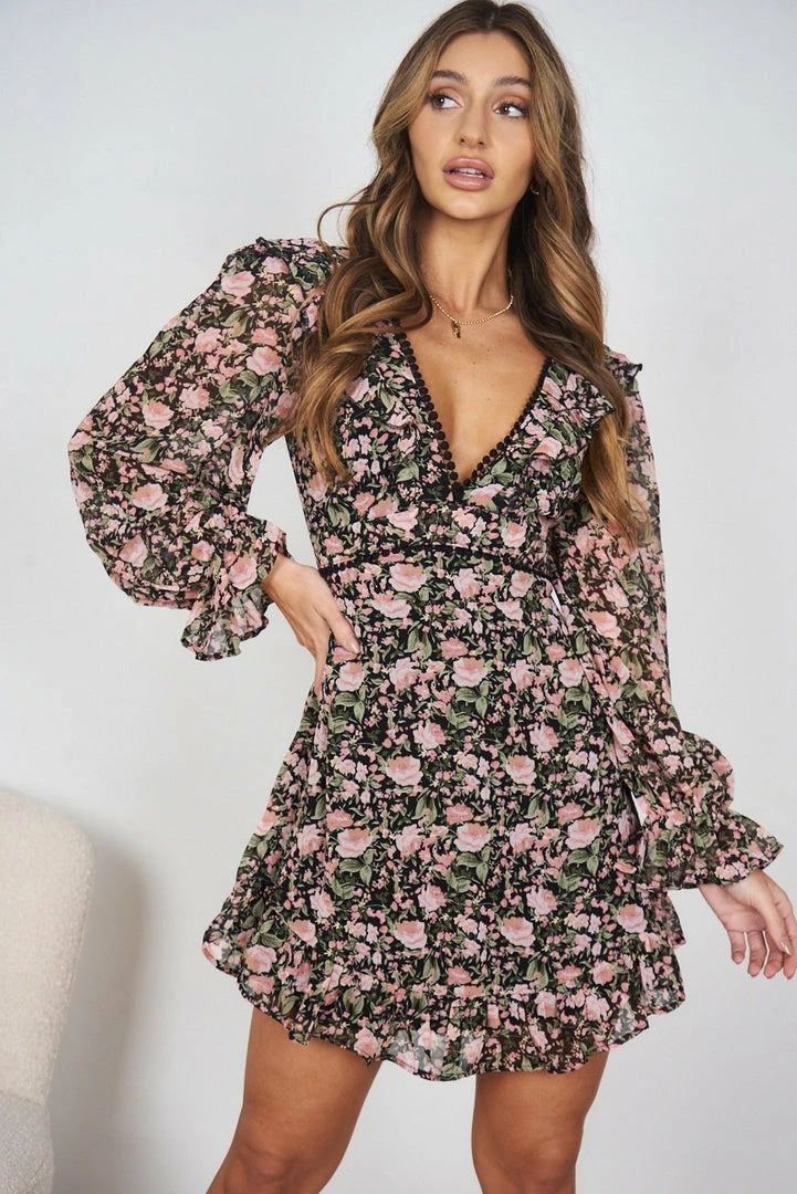 Evermore Fashion Melle Dress - Black Floral 3 Evermore Fashion Melle Dress - Black Floral