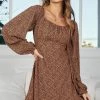 Desire Moira Dress - Camel Print CLOTHING