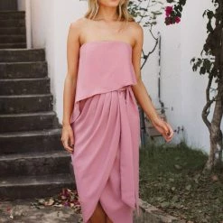 Esther Luxe Fleur Strapless Dress - Dusty Pink