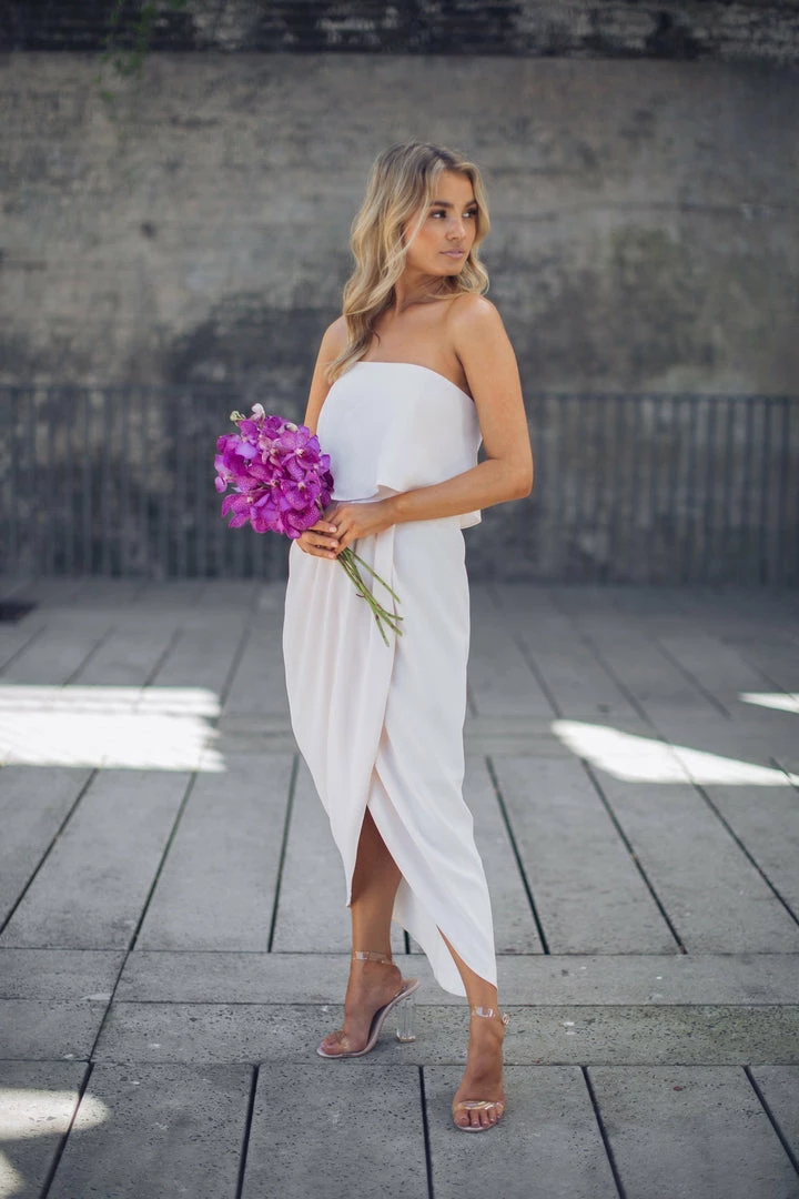 Esther Luxe Fleur Strapless Dress - Nude CLOTHING 11 Esther Luxe Fleur Strapless Dress - Nude CLOTHING