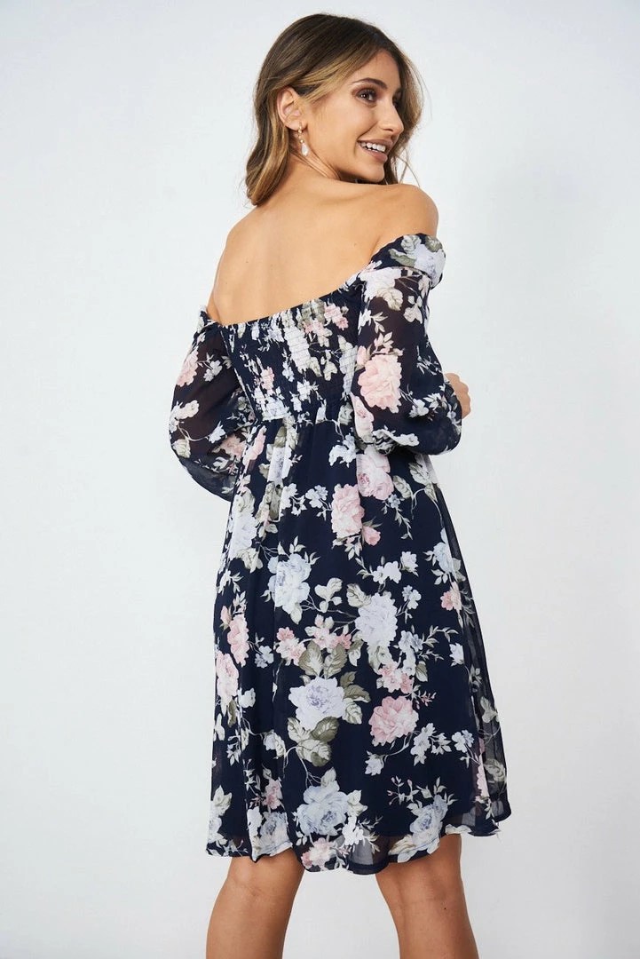 Miracle Fashion Starla Dress - Navy Floral 4 Miracle Fashion Starla Dress - Navy Floral
