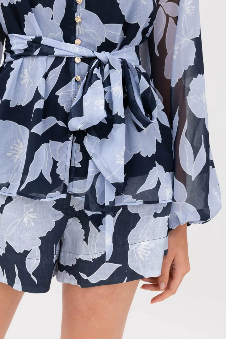 KEEPSAKE THE LABEL CLOTHING Title Long Sleeve Top - Midnight Stencil Floral