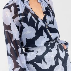 KEEPSAKE THE LABEL CLOTHING Title Long Sleeve Top - Midnight Stencil Floral