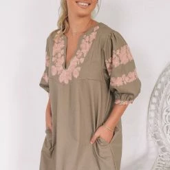Pink Diamond Viviana Dress - Khaki 9 Pink Diamond Viviana Dress - Khaki