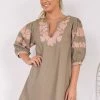 Pink Diamond Viviana Dress - Khaki